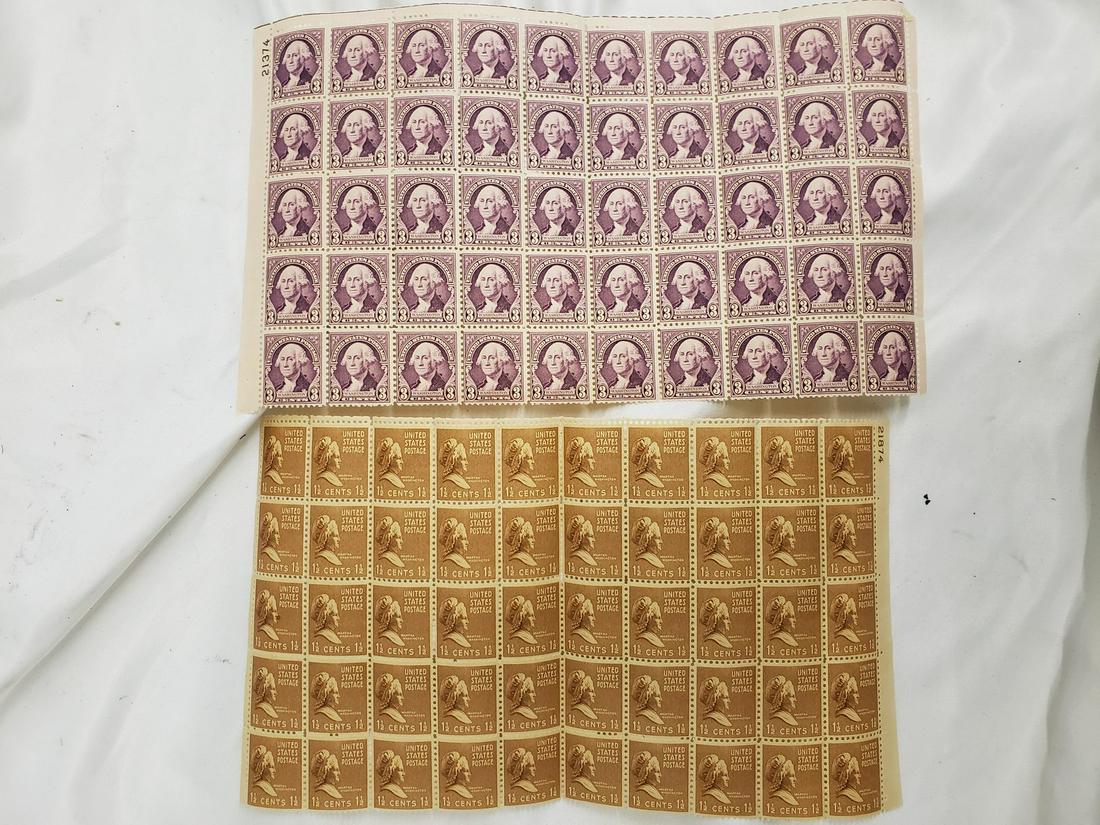 Two stamp uncut sheets - George & Martha Washington - (1 of 1)