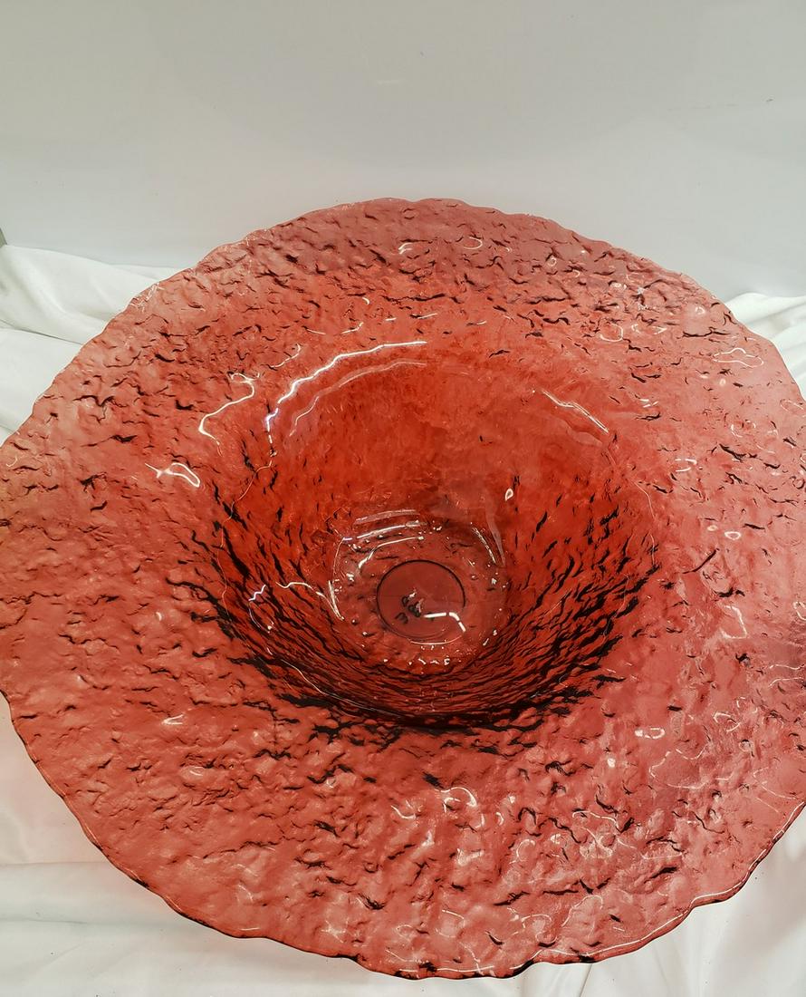 Very large red glass bowl approx. 2' in diameter (1 of 1)