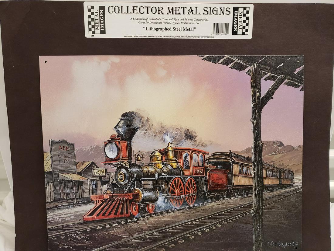 Lithographed Steel Metal train sign (1 of 1)