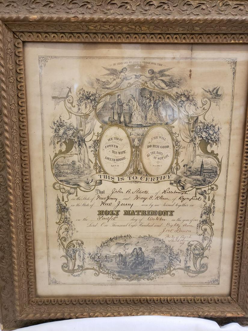 1887 Holy Matrimony framed certificate (1 of 1)