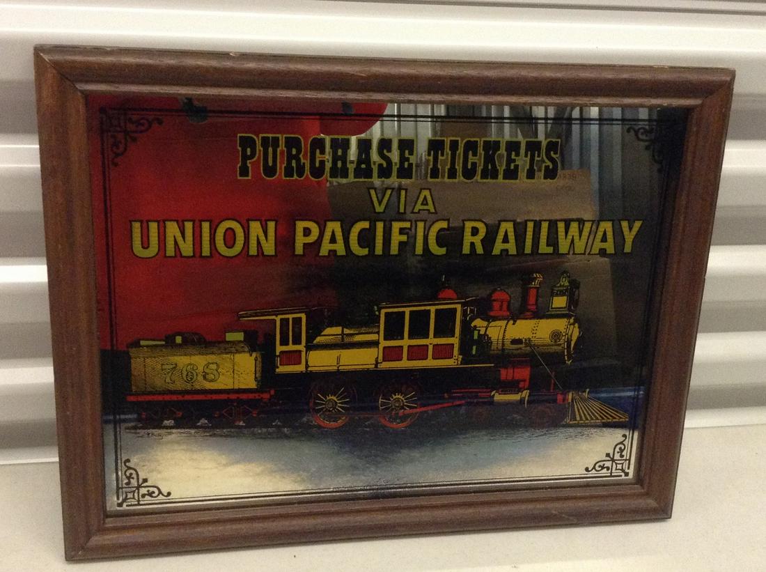 Union Pacific Railway Advertising Mirror Sign (1 of 1)