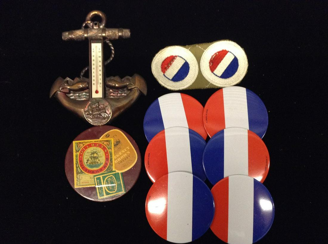 French Flag Pins and Patches and Anchor Thermometer: French Flag Pins and Patches and Anchor Thermometer