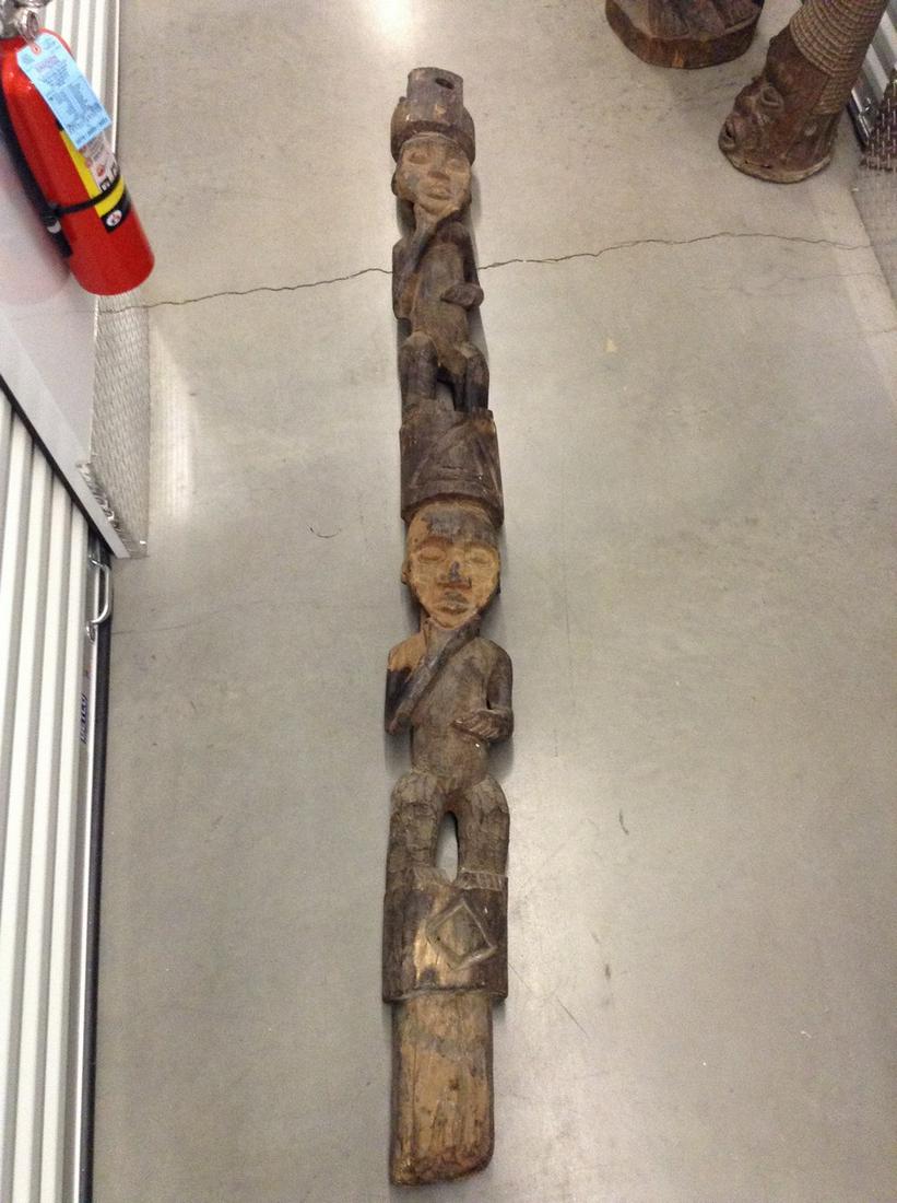 African hand carved wood totem pole 85" tall: African hand carved wood totem pole 85" tall