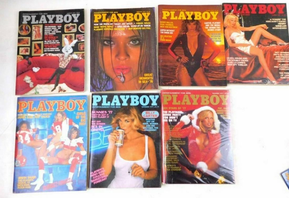 Lot of 7 Playboy magazines from 1977: Lot of 7 Playboy magazines from 1977