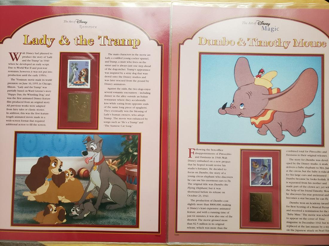 Lady & The Tramp and Dumbo collector panels with stamps: Lady & The Tramp and Dumbo collector panels with stamps - Walt Disney