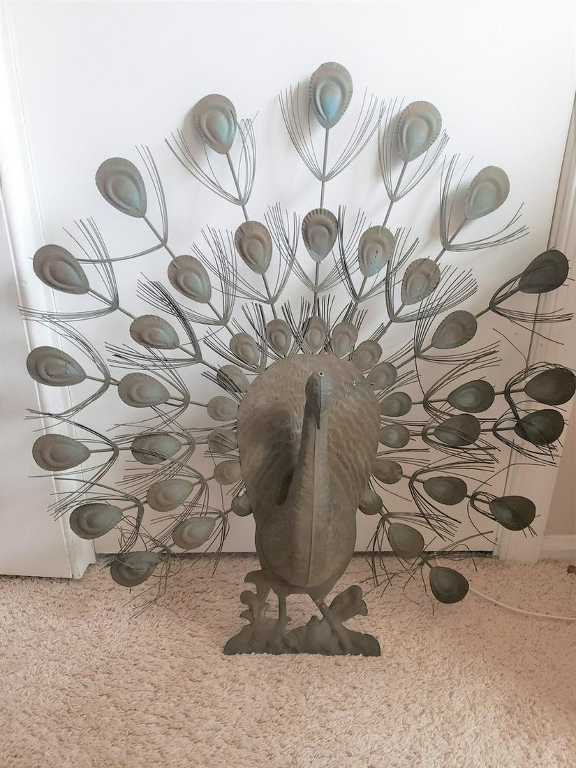 MCM metal peacock wall hanging (1 of 1)