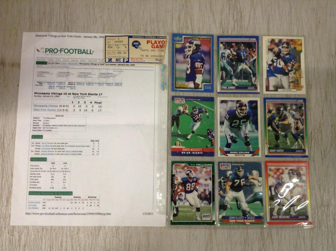 Lot of Giants Cards and 1994 Vikings and New York: Lot of Giants Cards and 1994 Vikings and New York Giants
