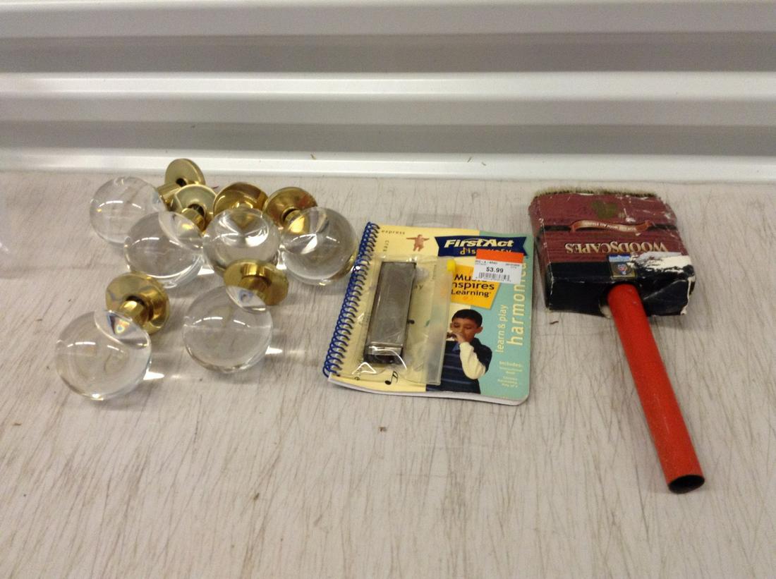 Lot of Doorknobs, Woodscapes Staining Brush, and Sealed (1 of 1)