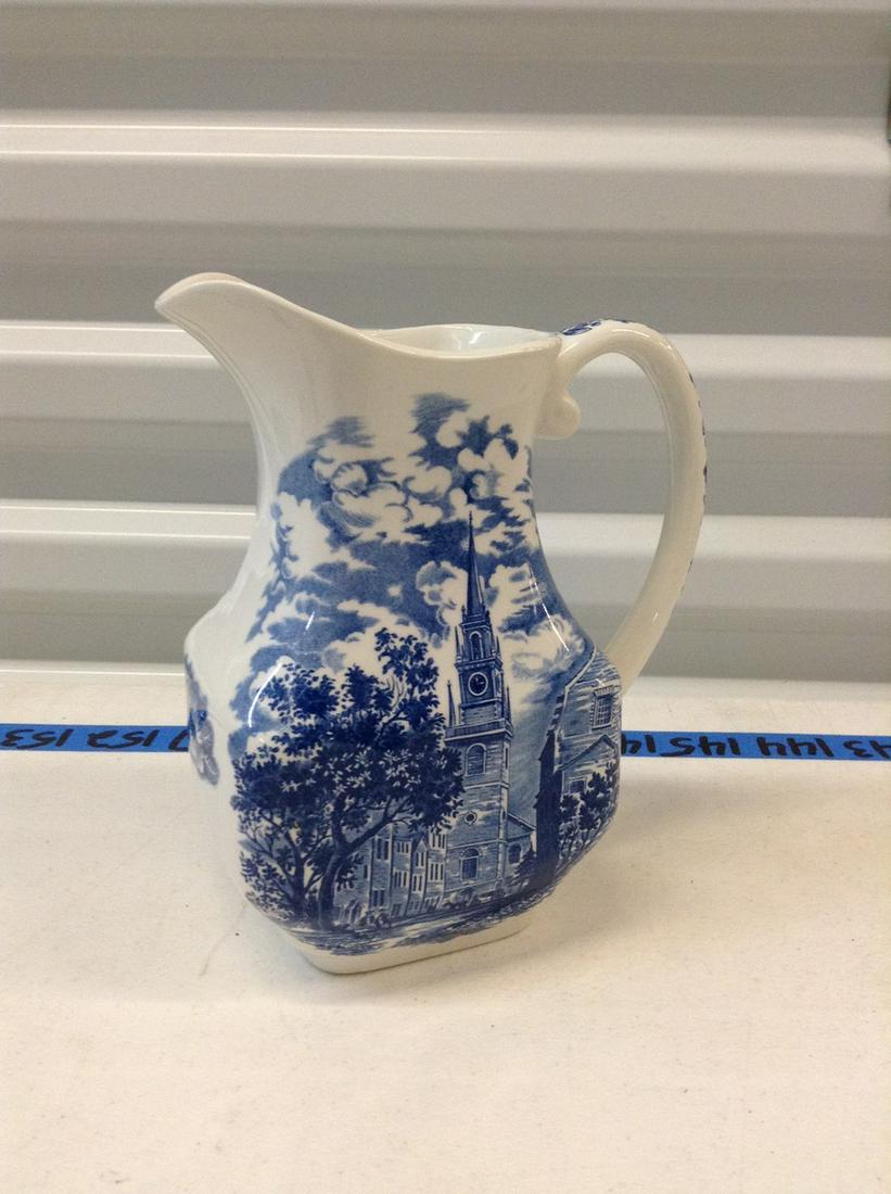 Stafforshire Liberty Blue Old North Church Pitcher (1 of 1)
