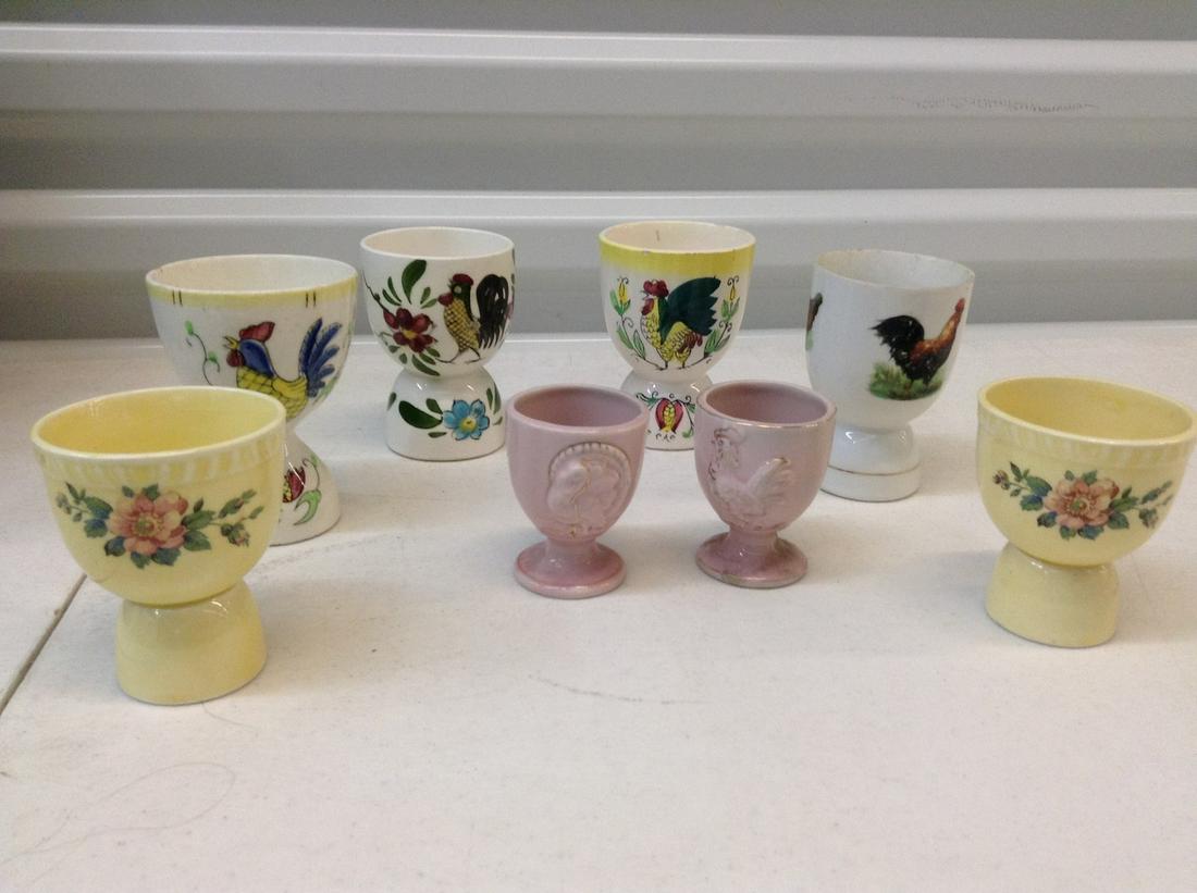Lot of Vintage Rooster and other egg cups some marked (1 of 1)