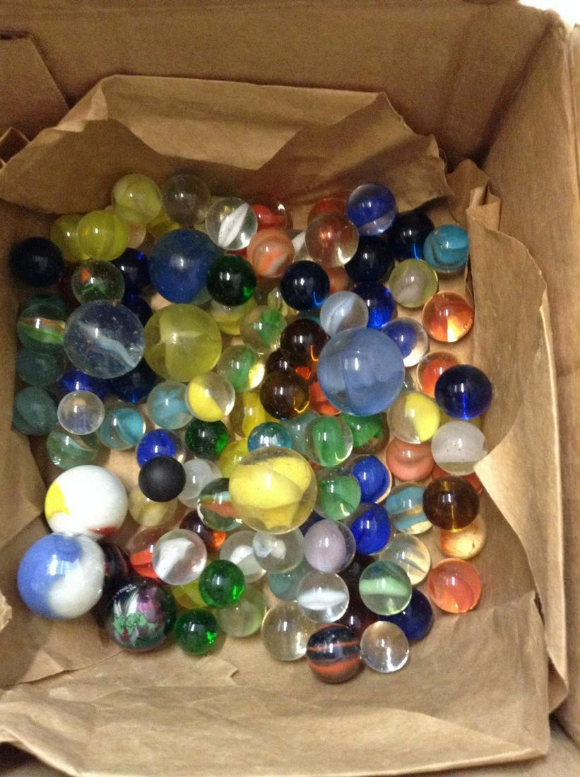Box of vintage marbles including shooters (1 of 1)