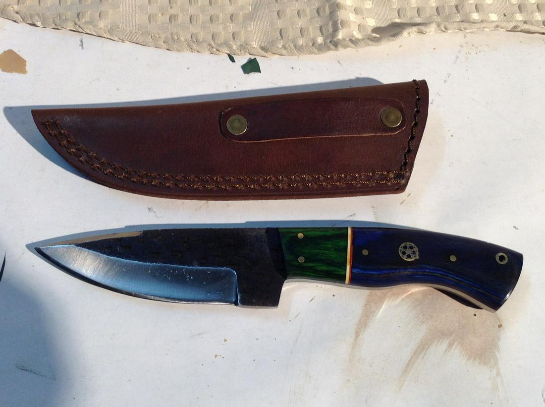 Wood and Bone Handle Leather Case: Wood and Bone Handle Leather Case