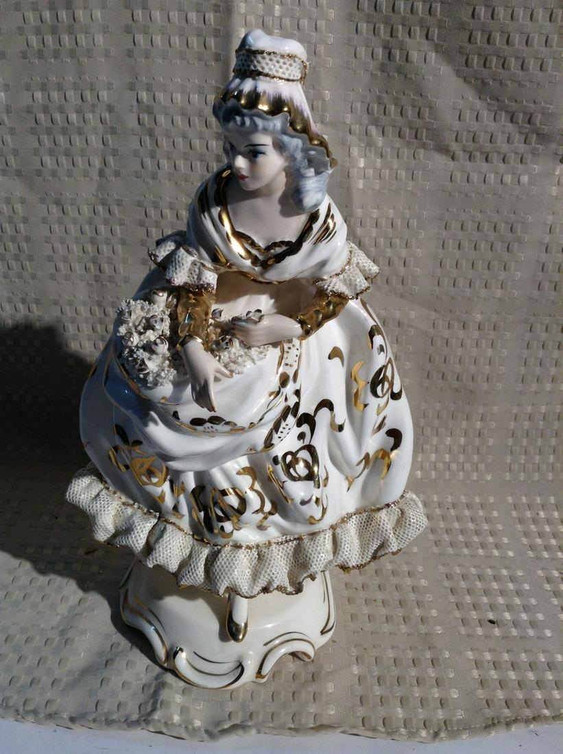 1950's Hand-Painted Woman Statue: 12 in.