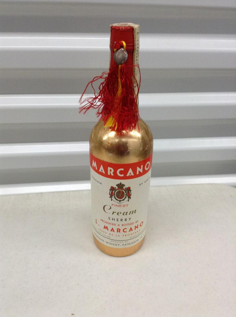 Marcano Cream Sherry unbroken tax seal: Any contents in bottle is Free; You are bidding on the bottle & unbroken tax stamp