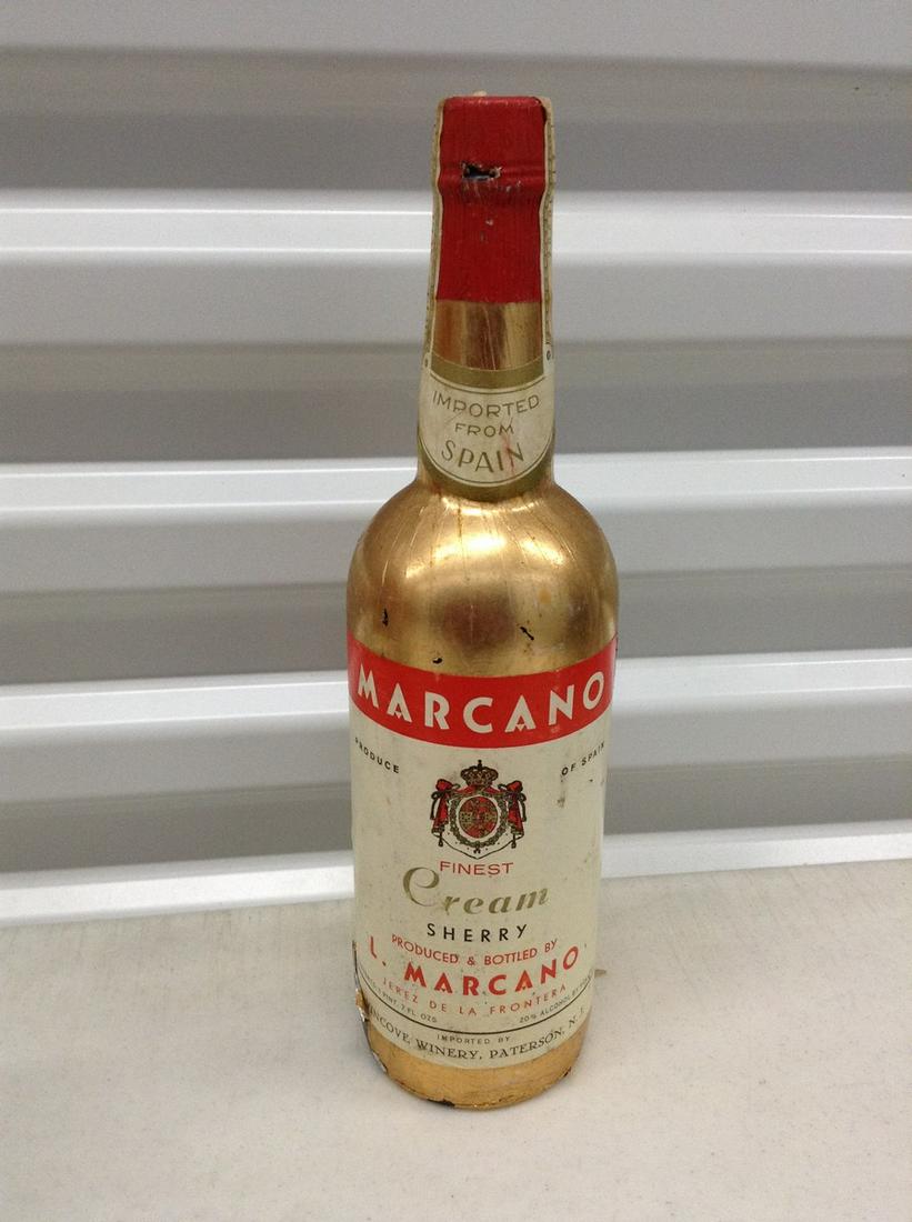 Marcano Cream Sherry unbroken tax seal: Any contents in bottle is Free; You are bidding on the bottle & unbroken tax stamp