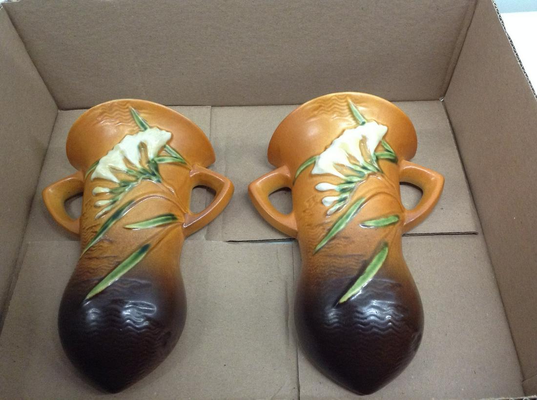 Pair of Roseville Wall pockets (1 of 1)