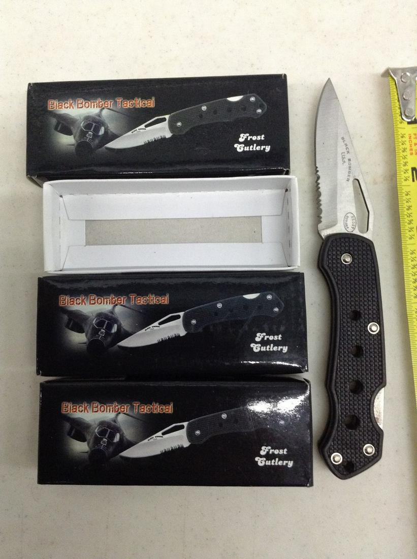lot of three black bomber tactical new pocket knife (1 of 1)