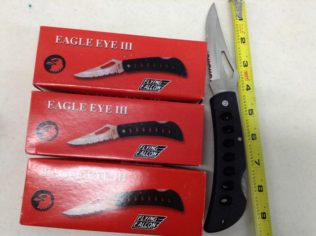 lot of three flying falcon eagle eye III pocket knives (1 of 1)