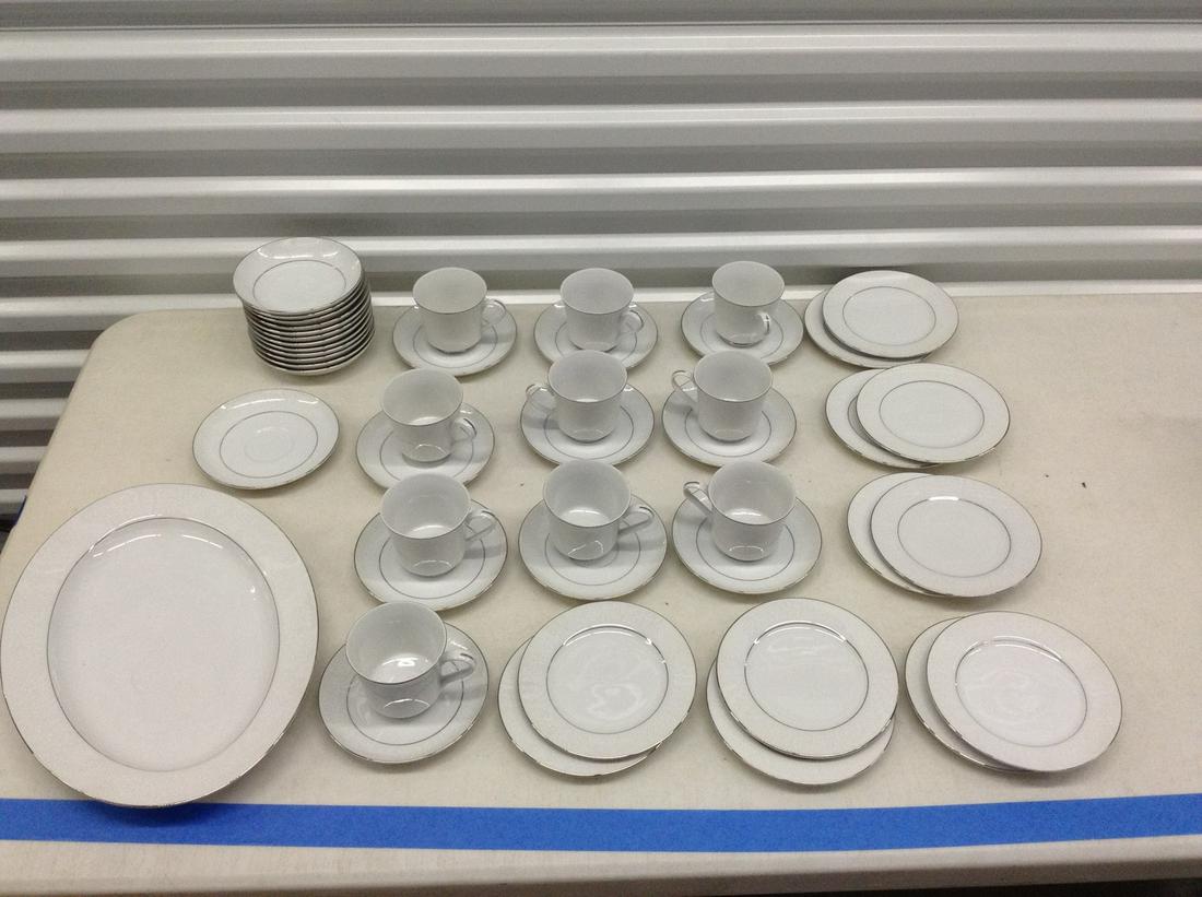 Crown Victoria Japan Lovelace teacups, saucers, platter (1 of 1)