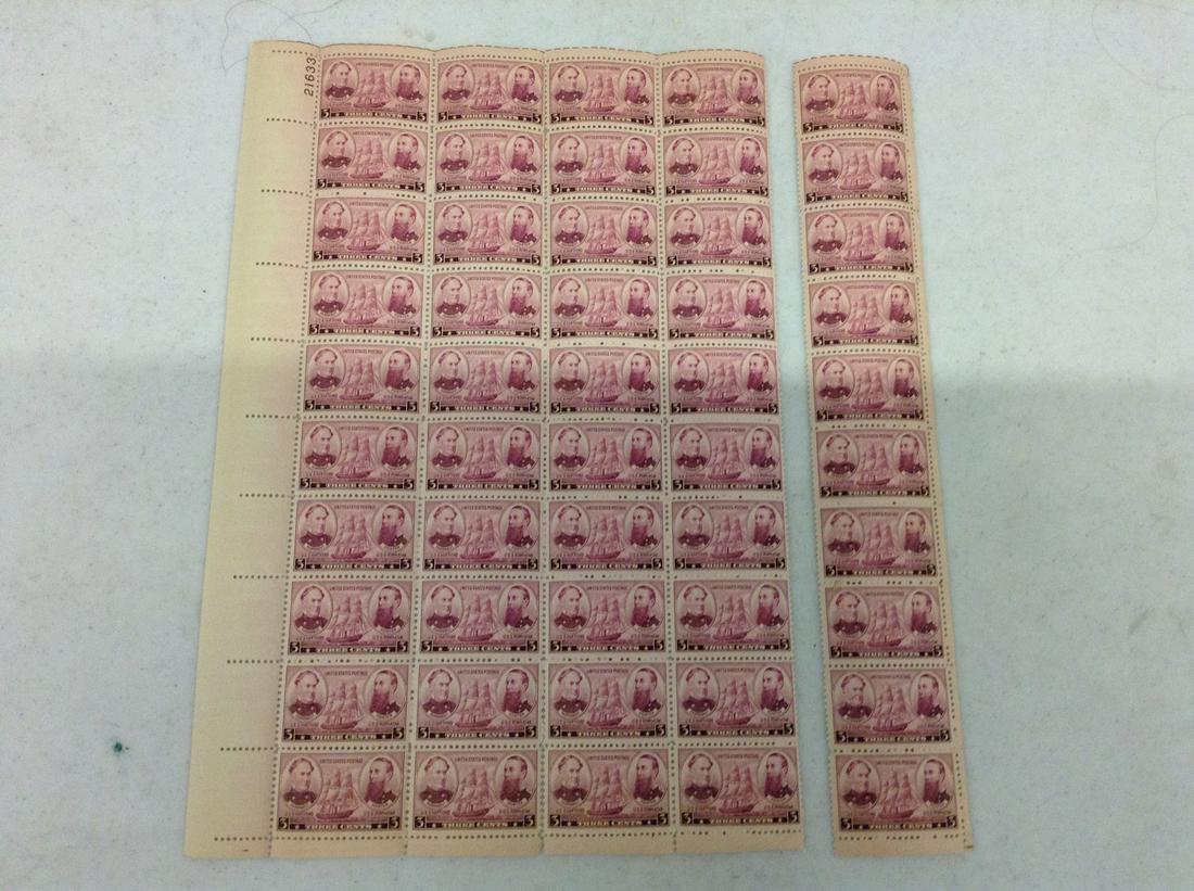 1937 Farragut Porter 3 Cents Stamp Sheet Mint Navy (1 of 1)