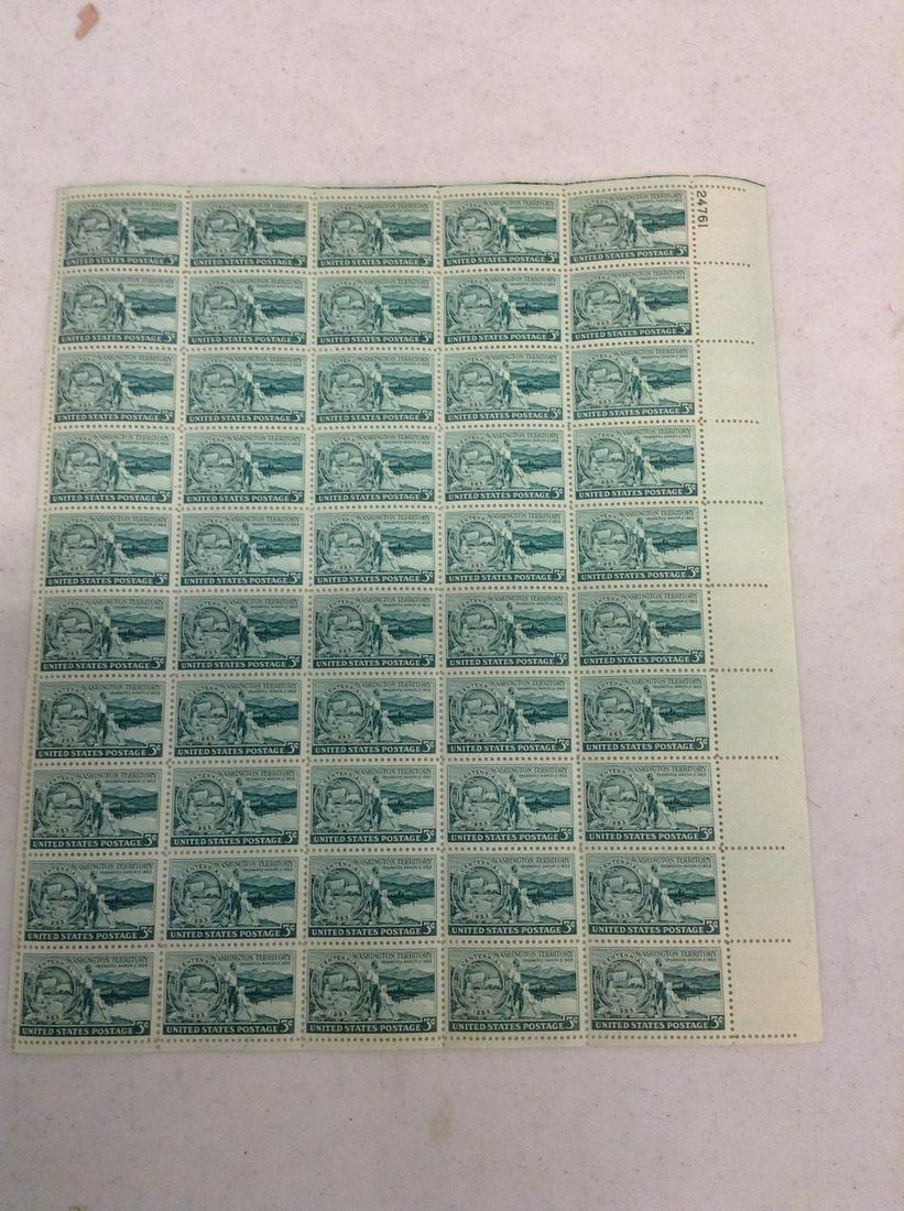 1953 Washington Territory 3 Cent Stamp Sheet MNH Mint (1 of 1)