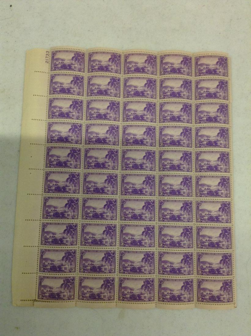 1937 Virgin Islands 3 Cent Stamp Sheet MNH Mint (1 of 1)