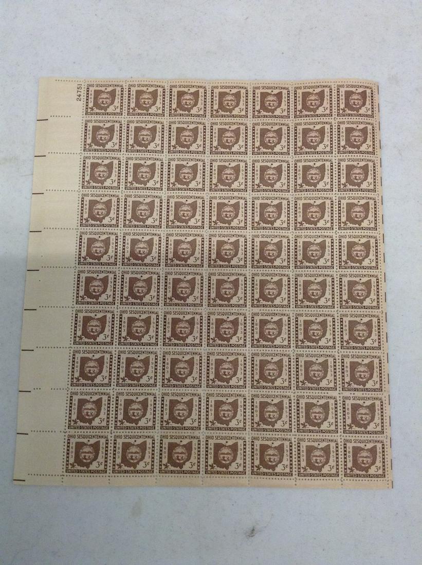 1953 Ohio Sesquicentennial 3 Cent Stamp Sheet MNH Mint (1 of 1)