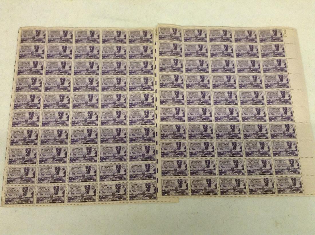 1948 California Gold Centennial 3 Cent 2 Stamp Sheets (1 of 1)