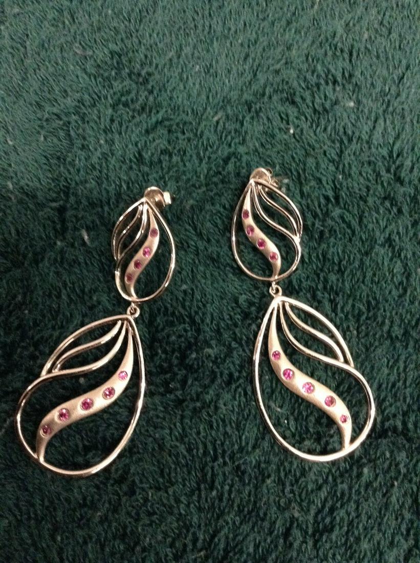 Sterling Pink Stones Dangle Earrings (1 of 1)