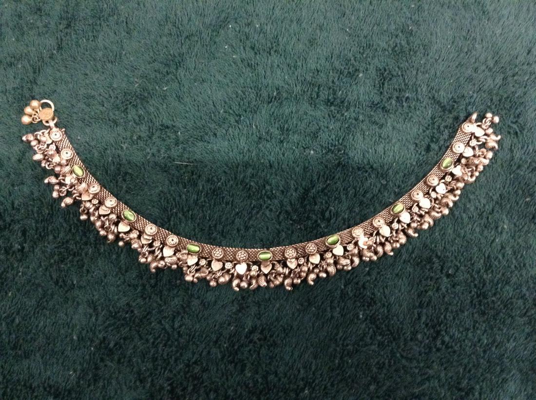 Asian Indian Ornate Jeweled Anklet: Weight: 90 g