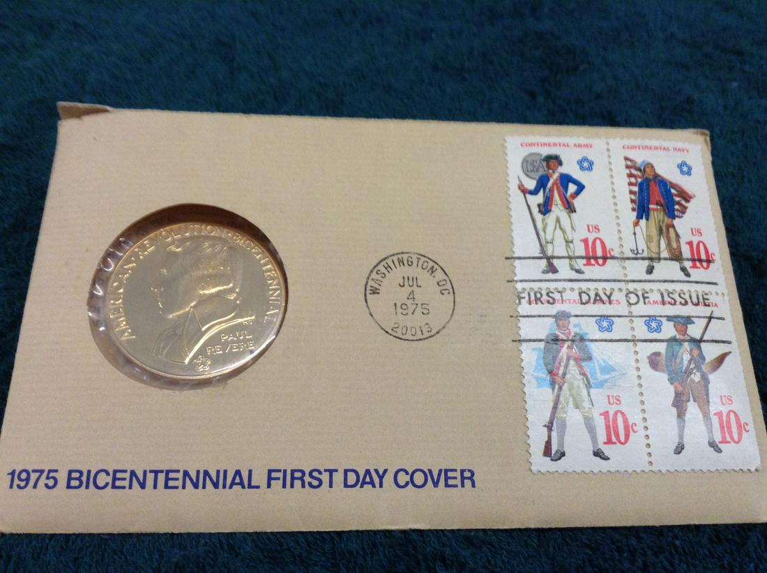 1975 Bicentennial First Day Cover with Paul Revere Coin (1 of 1)