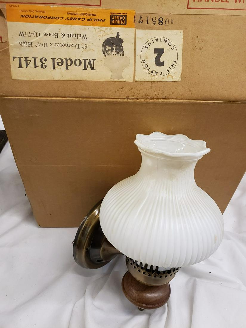 Two 6" Diameter Walnut & Brass sconces: Two 6" Diameter Walnut & Brass sconces