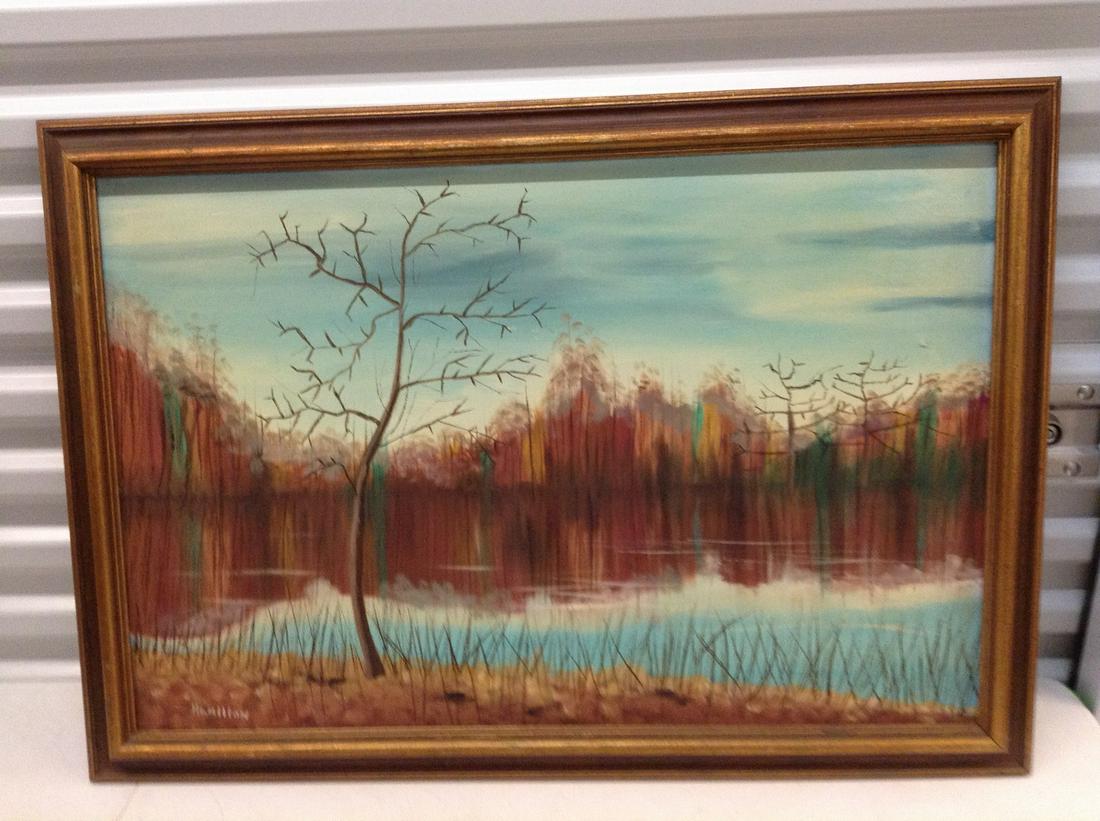 Original Oil on Canvas Signed Hamilton 33"x23": Original Oil on Canvas Signed Hamilton 33"x23"