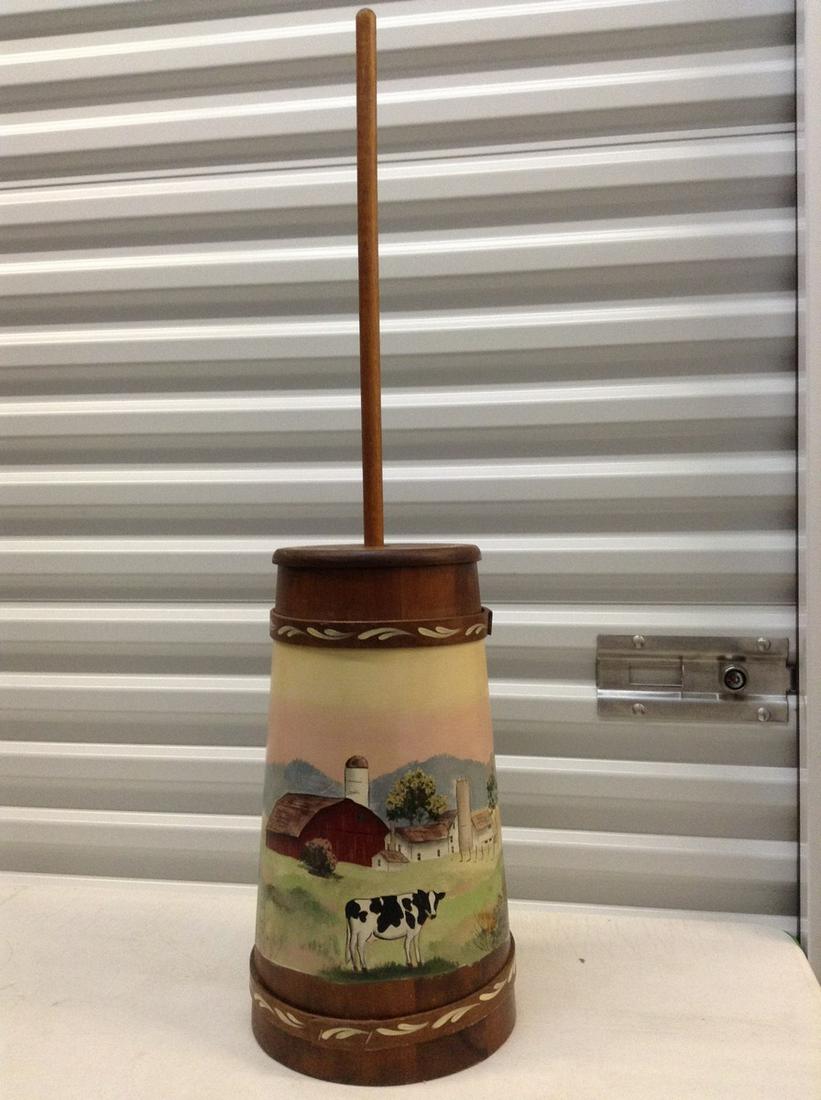 Signed Hand painted Butter churner Signed S. Ober  36" (1 of 1)