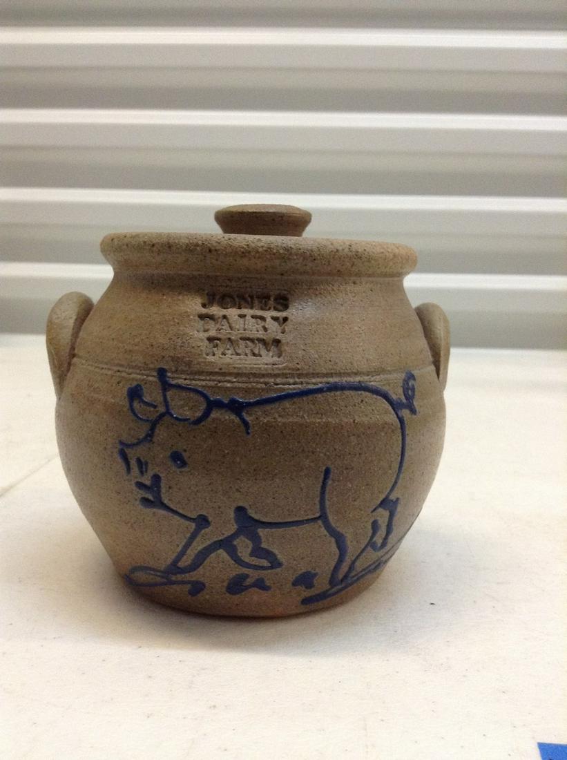 Rowe Pottery Works  Signed lidded crock 4.5" tall (1 of 1)