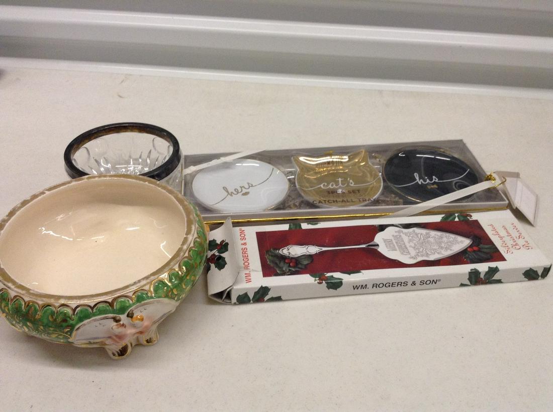 Silver Plated Pie Server, Genuine Lead Crystal Bowl, (1 of 1)