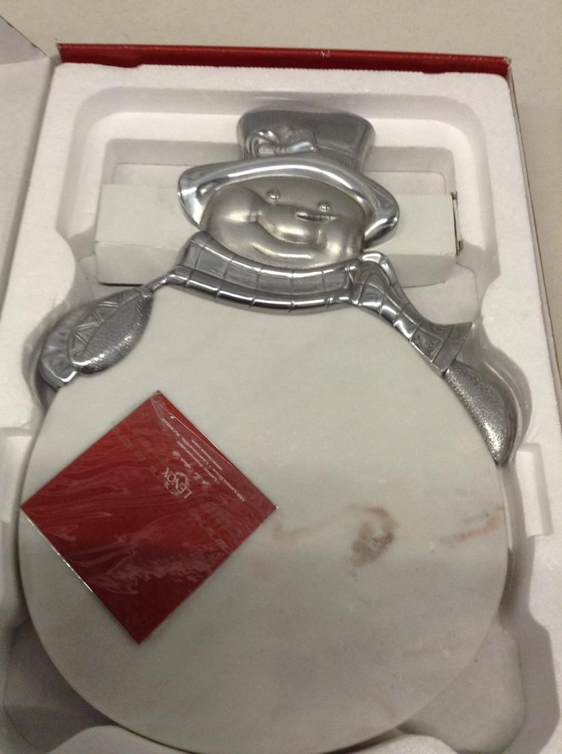 Lenox Yuletide Metal Serveware Snowman Cheese Board: Lenox Yuletide Metal Serveware Snowman Cheese Board