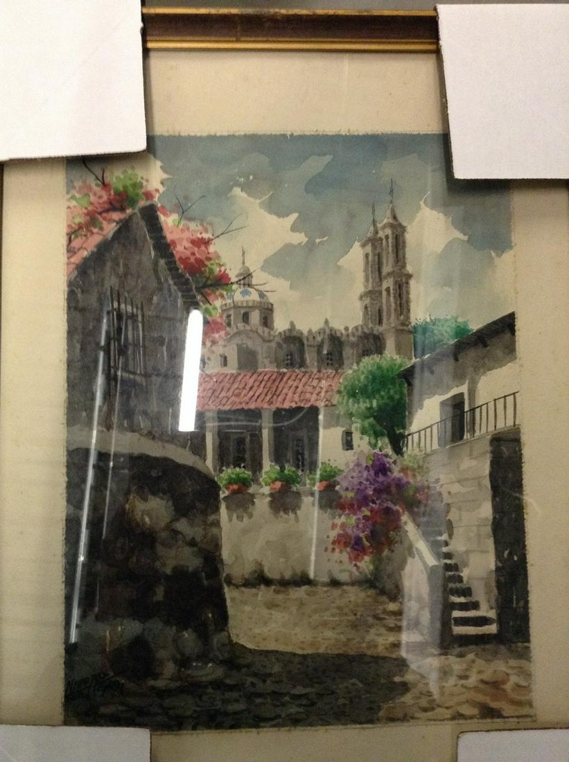Signed Navarro Watercolor Painting: 19 x 14