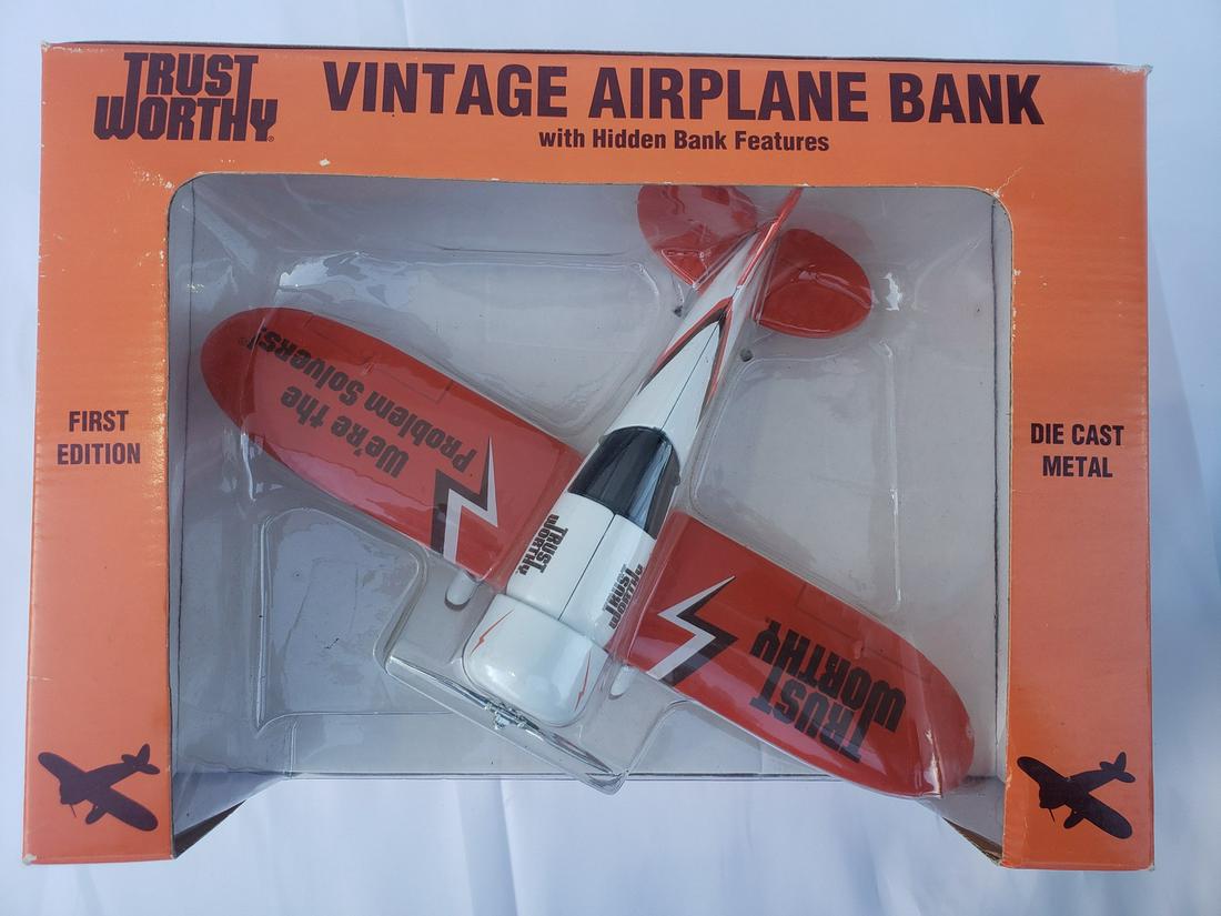 Trust Worthy Vintage airplane die-cast bank: Trust Worthy Vintage airplane die-cast bank