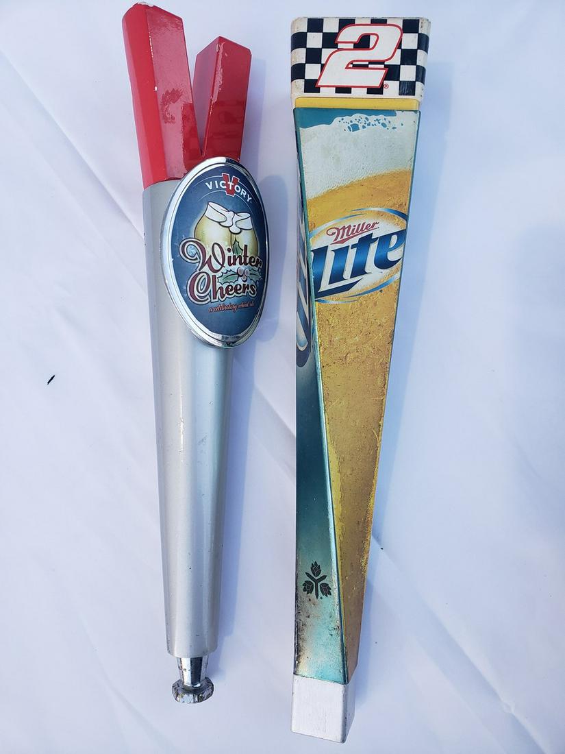 Two beer taps - Victory and Miller lite: Two beer taps - Victory and Miller lite