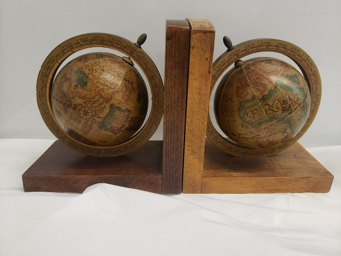 pair of wooden globe bookends (1 of 1)