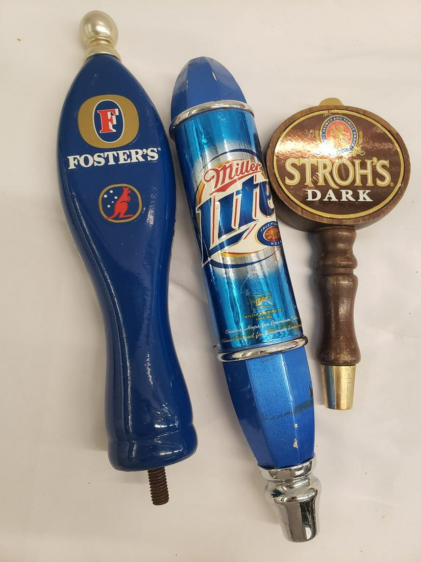 Lot of 3 beer taps - Miller Lite, Stroh's, Fosters (1 of 1)