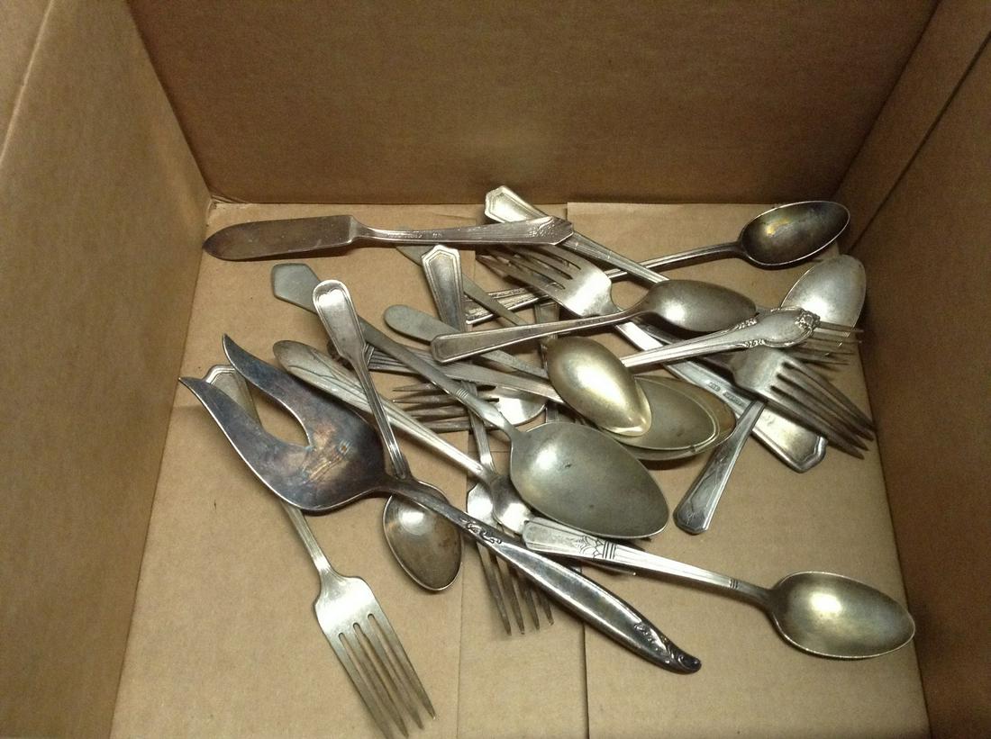 Box of early silverware: Box of early silverware