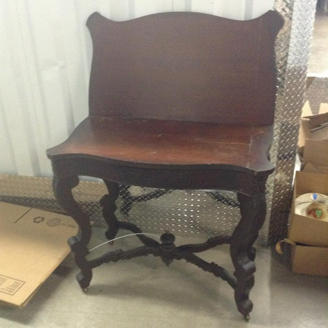 Early Tilt top table carved with wheel 34"x 19" tall (1 of 1)