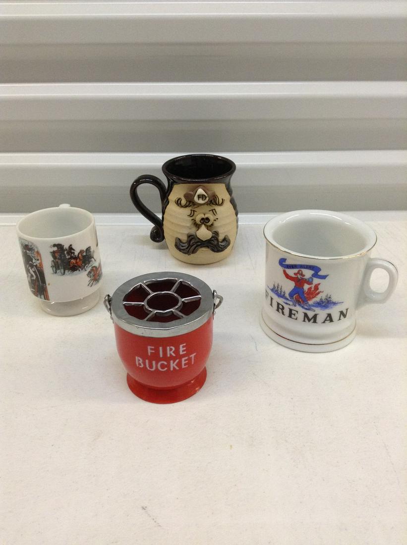 Lot of Fireman mugs and vintage ashtray (1 of 1)