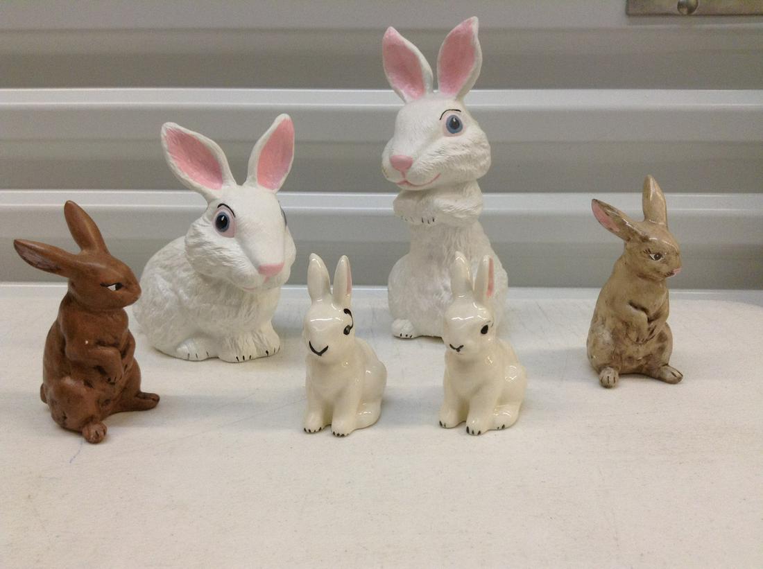 Lot of Ceramic Rabbits tallest 8 1/2" (1 of 1)