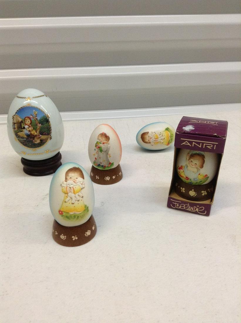 Lot of Anri Signed Eggs and Danbury Mint Hummel Egg: Lot of Anri Signed Eggs and Danbury Mint Hummel Egg