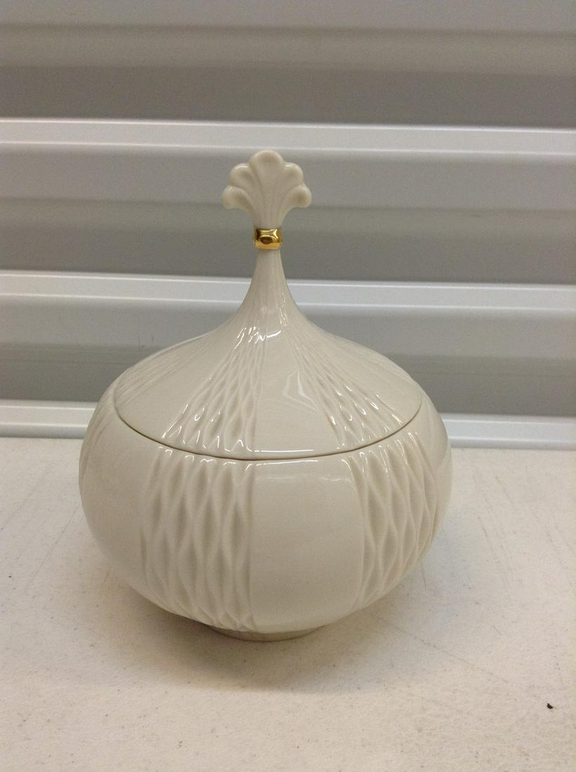 Lenox 24K Gold accented Fleur De Lis lidded candy dish (1 of 1)