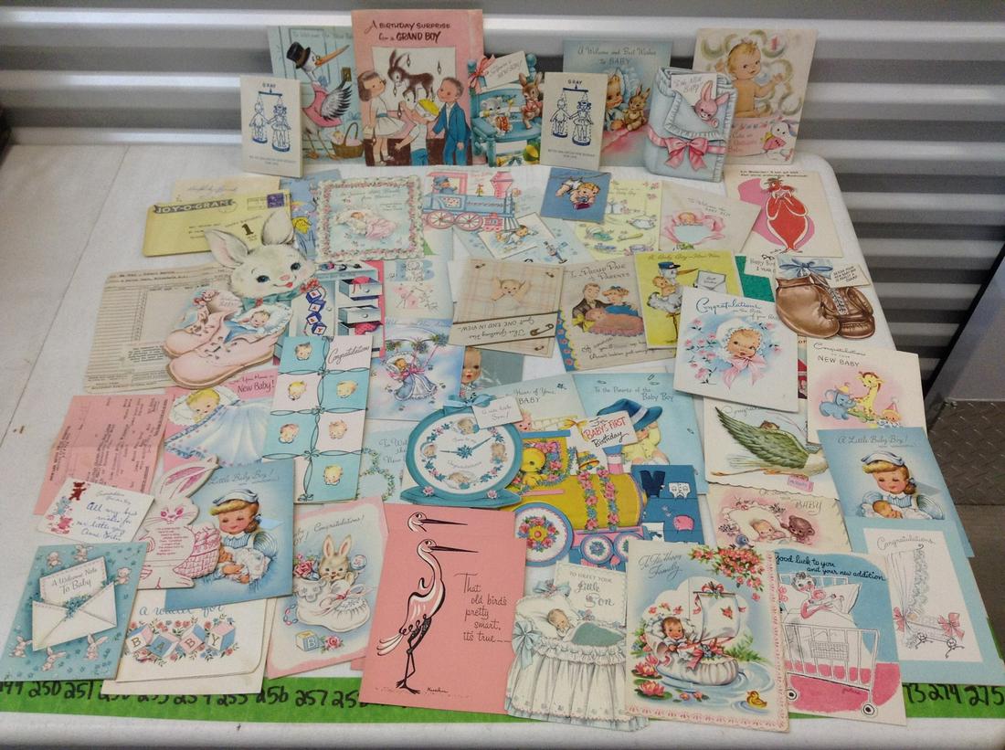 1950s New Baby Cards and ephemera: 1950s New Baby Cards and ephemera