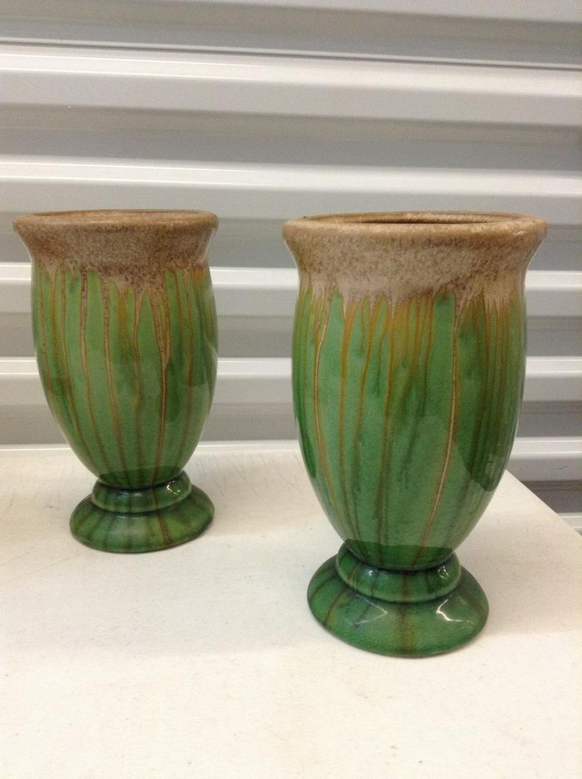 Pair of drip Glaze Ceramic Vases 9" tall (1 of 1)
